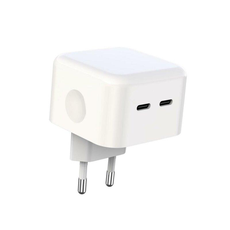 Мережевий зарядний пристрій QC 3.0 XO L102 35W/2 USB-C + кабель Lightning NB113 White