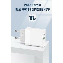 Мережевий зарядний пристрій PD XO L64 20W/1 USB 1 USB-C + кабель Lightning White