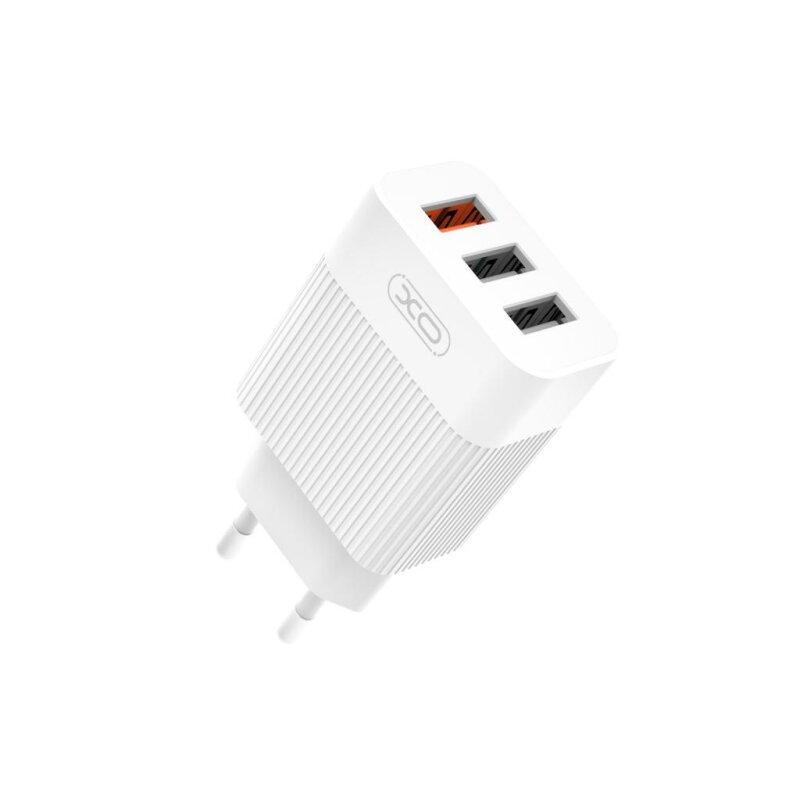 Мережевий зарядний пристрій QC 3.0 XO L72 30W (18W/1USB + 2.4A/2 USB) + кабель Lightning White