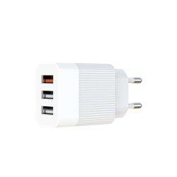 Мережевий зарядний пристрій QC 3.0 XO L72 30W (18W/1USB + 2.4A/2 USB) + кабель Lightning White