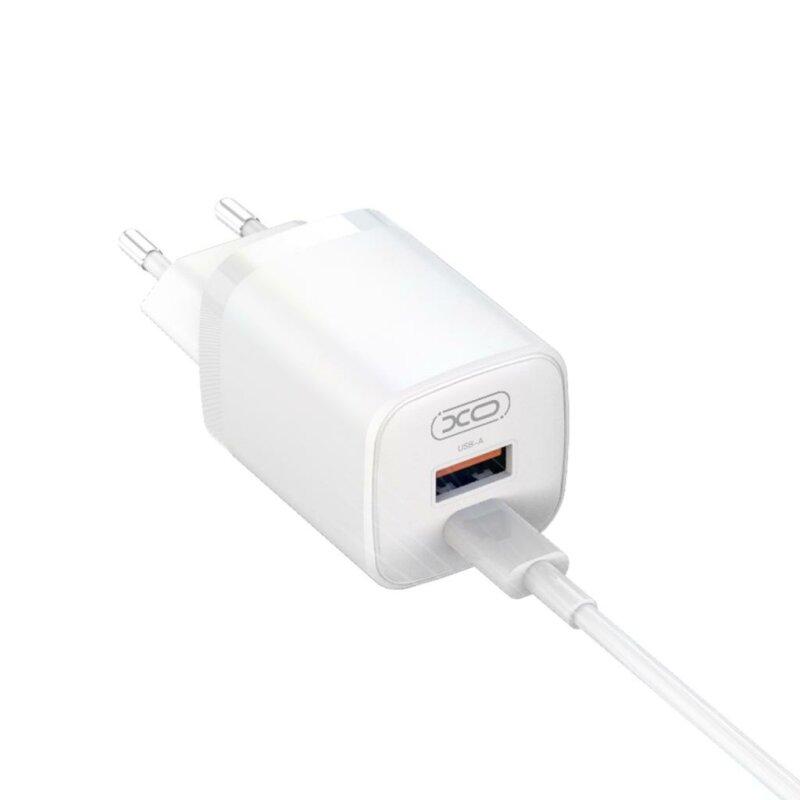 Мережевий зарядний пристрій PD XO L96 30W/1 USB 1 USB-C + кабель Lightning White