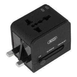 Мережевий фільтр Adapter XO WL-01 EU-US-UK Black