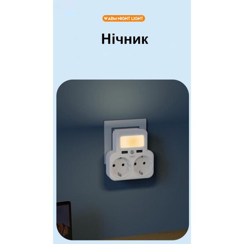 Мережевий фільтр Adapter XO WL-09 EU 2AC+2USB White