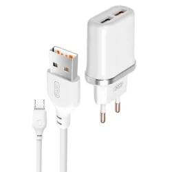 МЗП XO L52 2.1A/2USB + MicroUSB White