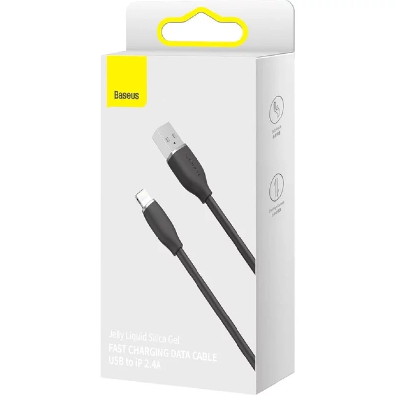 Кабель Baseus Jelly Liquid Silica Gel Fast Charging Data Cable USB to iP 2.4A 1.2 м Black (CAGD000001)