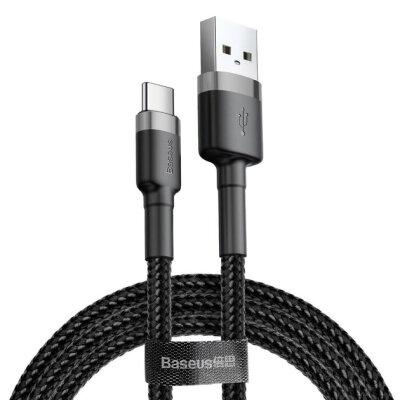 Кабель Baseus Cafule Cable USB for Type-C 3A 0.5 м Gray/Black (CATKLF-AG1)