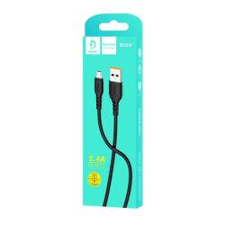 Кабель Denmen D06V Silicone USB Micro USB 2.4A 1M Чорний