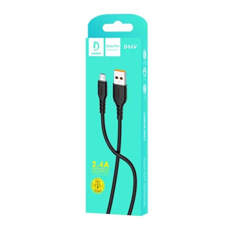 Кабель Denmen D06V Silicone USB Micro USB 2.4A 1M Чорний - Зображення 2