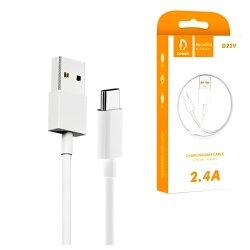 Кабель Denmen D22V Micro USB 2.4A 1M Білий