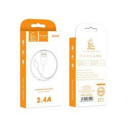 Кабель Denmen D22V Micro USB 2.4A 1M Білий