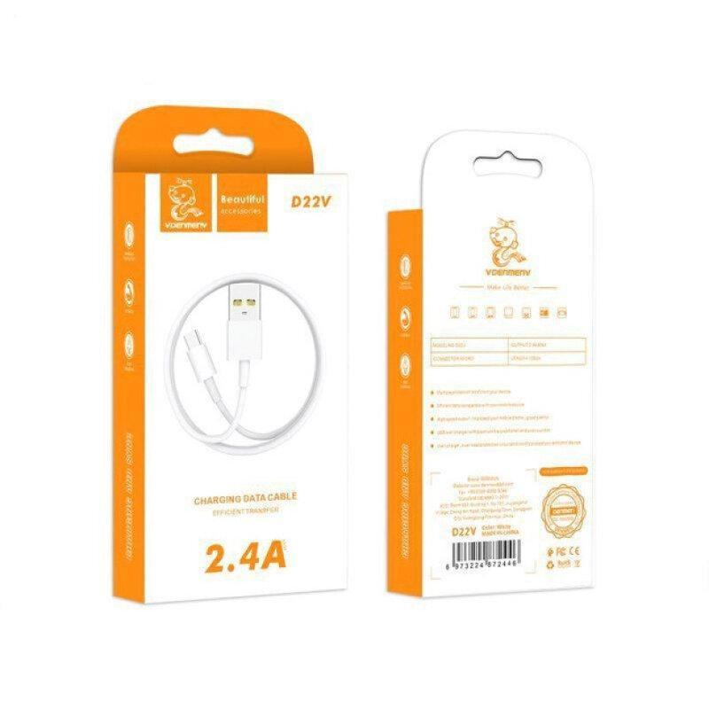 Кабель Denmen D22V Micro USB 2.4A 1M Білий