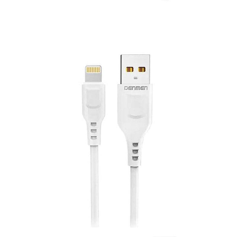 Мережний зарядний пристрій Denmen DC01L з кабелем Lightnin 1USB 2.4A білий