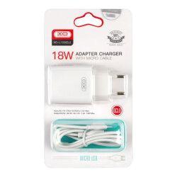 Мережевий зарядний пристрій XO L103 single USB QC3.0 18W 3A + кабель Micro USB White