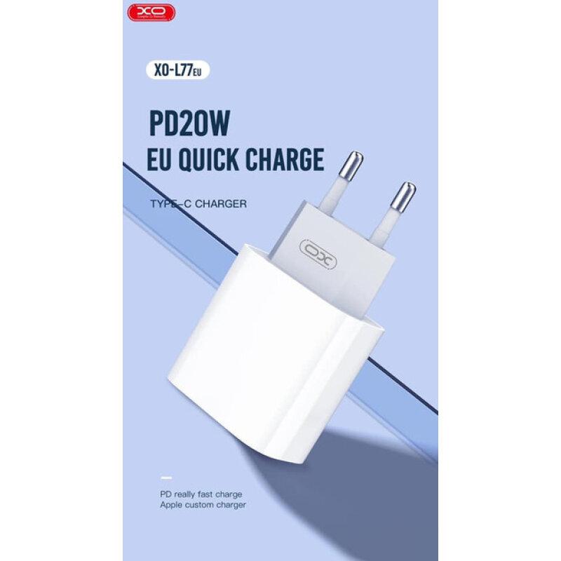 Мережевий зарядний пристрій XO L77 PD 20W/3A USB-C White