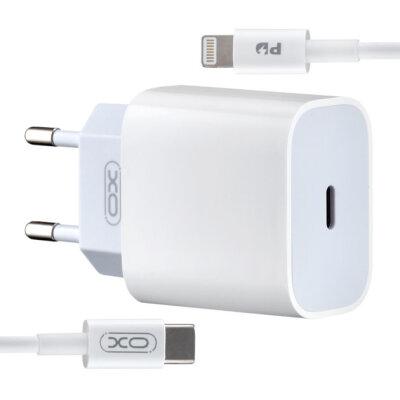 Мережевий зарядний пристрій XO L77 PD 20W/1 USB-C + кабель Lightning White