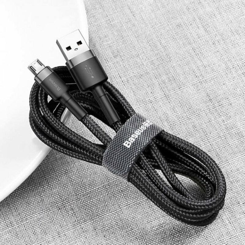 Зарядний кабель Baseus Cafule Cable USB for Micro 2.4A 1m Black/Gray (CAMKLF-BG1) - Зображення 3