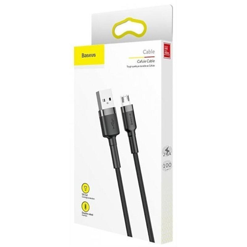 Зарядний кабель Baseus Cafule Cable USB for Micro 2.4A 1m Black/Gray (CAMKLF-BG1) - Зображення 5