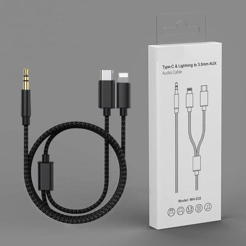 Аудіо адаптер XOKO MH-232 AUX 3.5 мм -USB Type C – Lightning Чорний