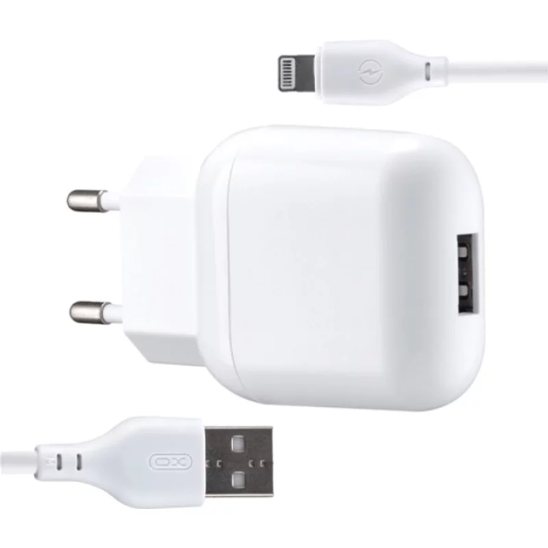 Мережевий зарядний пристрій XO L37 2.1A/1USB + кабель Lightning White