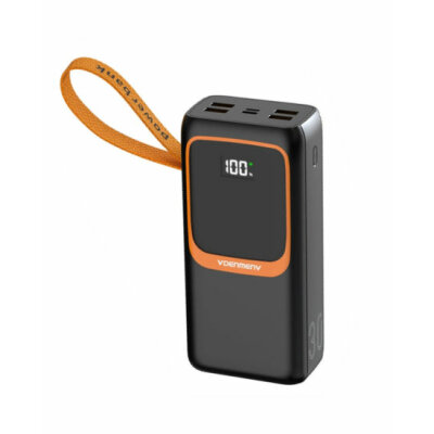 Powerbank Denmen DP32 50000 mAh 22,5W з кабелями, ліхтарем чорний