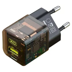 Мережевий зарядний із швидкою зарядкою XO CE05 |USB+Type-C/PD 30W+QC3.0 18W| Чорний