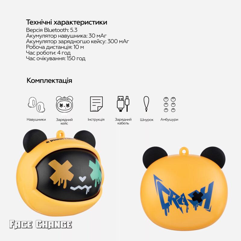 Навушники XOKO G05-face changing TWS Yellow-Black - Зображення 24