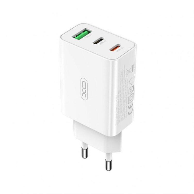 Мережевий зарядний пристрій XO L101 PD + QC3.0 (1USB/2Type-C/20W) + USB - MicroUSB White - Зображення 2