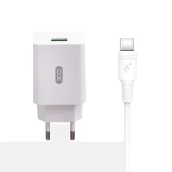 Мережевий зарядний пристрій XO QC 3.0 L36 18W/1USB + Type-C White