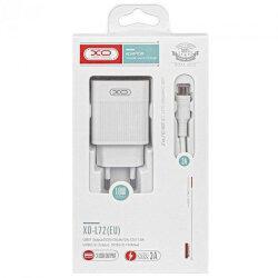 Мережевий зарядний пристрій USB XO L72 (3A, QC3.0, 3 Usb) + кабель Micro USB White