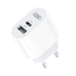 Мережевий зарядний пристрій XO L97 (1Type-C/1USB/2.4A) + Type-C - Type-C White