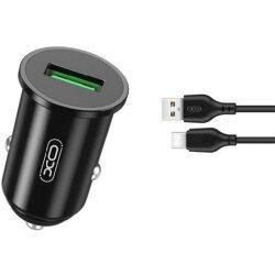 Автомобільний зарядний пристрій XO TZ12 QC3.0 (1USB/18W) + USB - Type-C Black