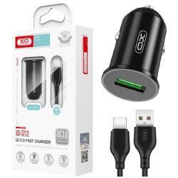 Автомобільний зарядний пристрій XO TZ12 QC3.0 (1USB/18W) + USB - Type-C Black