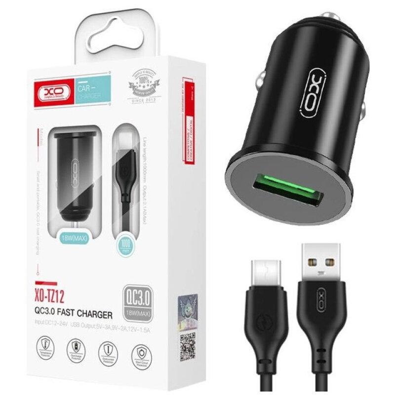 Автомобільний зарядний пристрій XO TZ12 QC3.0 (1USB/18W) + USB - Type-C Black - Зображення 4