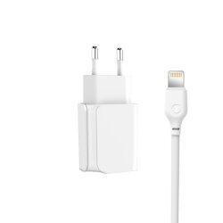 Мережевий зарядний пристрій XO L35D 2USB / 2.1А + Lightning white