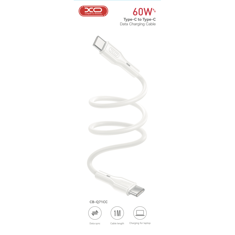 Кабель CB-Q71CC Type-c to Type-c 60W Data Cable - Зображення 3
