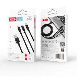 USB Кабель XO NB173 3in1 USB - Lightning + MicroUSB + Type-C (1.2М) (чорний)