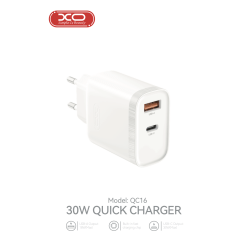 Мережевий зарядний пристрій QC16 PD30W/QC18W (1USB-C+1USB-A) fast charging