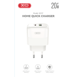 Мережевий зарядний пристрій QC37 PD20W/QC18W (1USB-A+1USB-C) Fast Charging