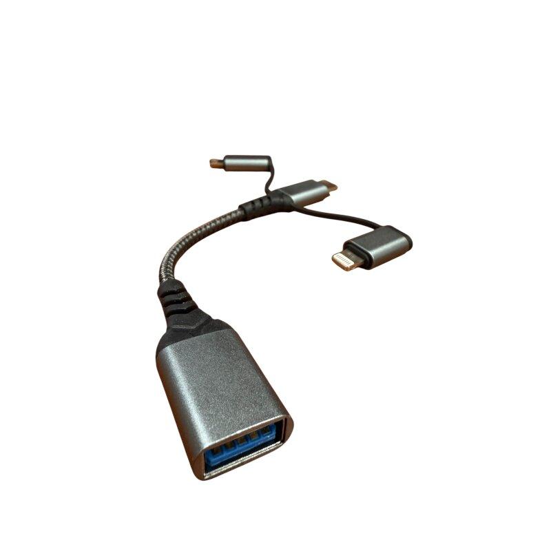 Адаптер 3 в 1 XOKO AC-155 OTG USB 3.0 - Type-C, micro USB, Lightning 60W, 11 cм, передача даних - Зображення 3