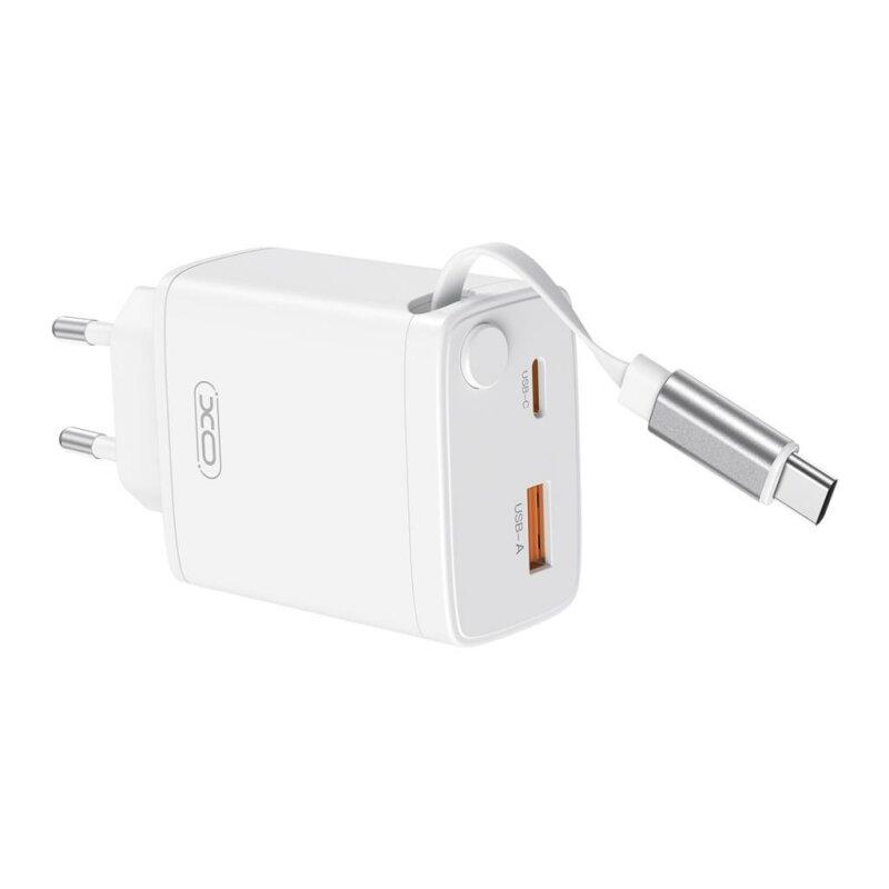 Мережевий зарядний пристрій XO CE31  30W Gallium Nitride Fast Charger з Retractable Кабелем (1USB-A +1USB-C+1TYPE-C cable) - Зображення 3