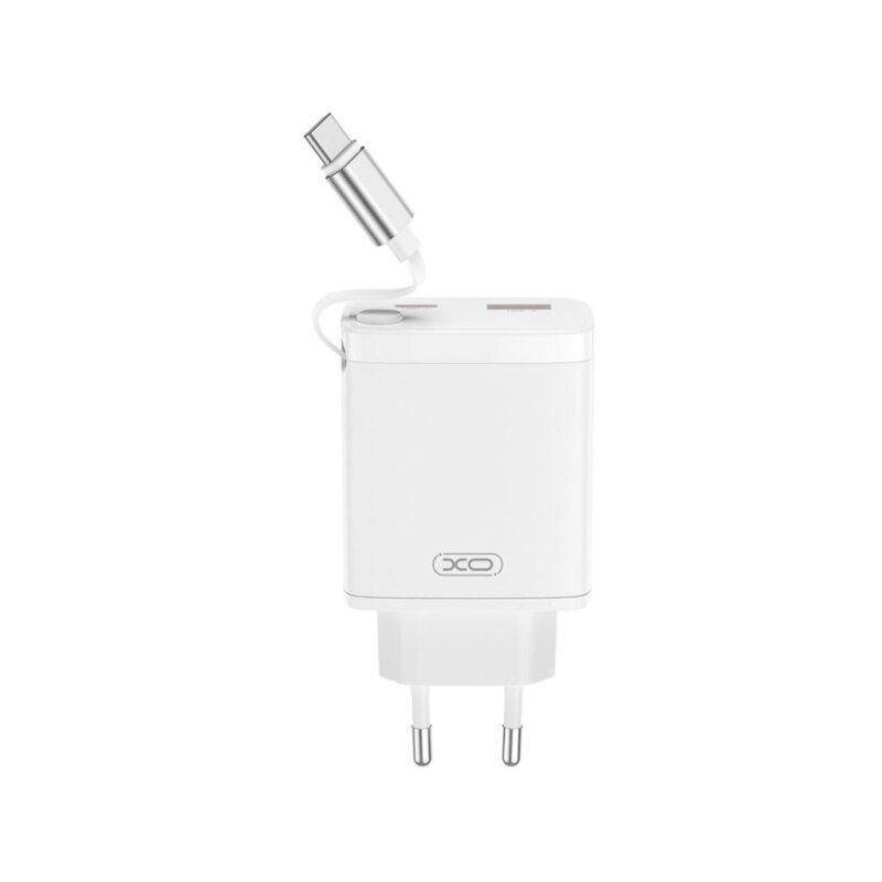 Мережевий зарядний пристрій XO CE31  30W Gallium Nitride Fast Charger з Retractable Кабелем (1USB-A +1USB-C+1TYPE-C cable) - Зображення 2