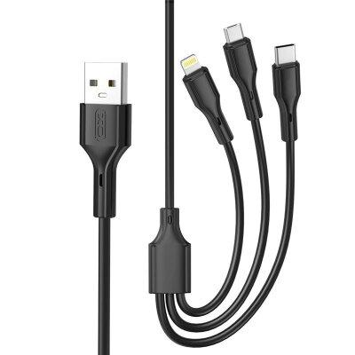 Кабель CB-23U3 3A 3 в 1 data cable чорний