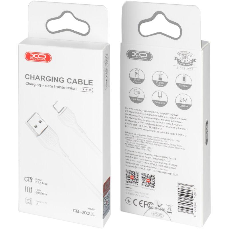Кабель CB-200UL 2.1A USB Lightning 2 метри білий - Зображення 3