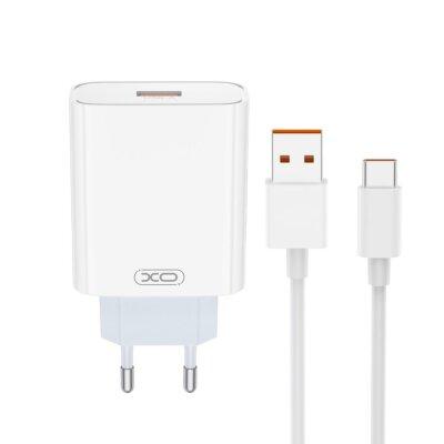 Мережевий зарядний пристрій L128U 120W з кабелем Type-C білий
