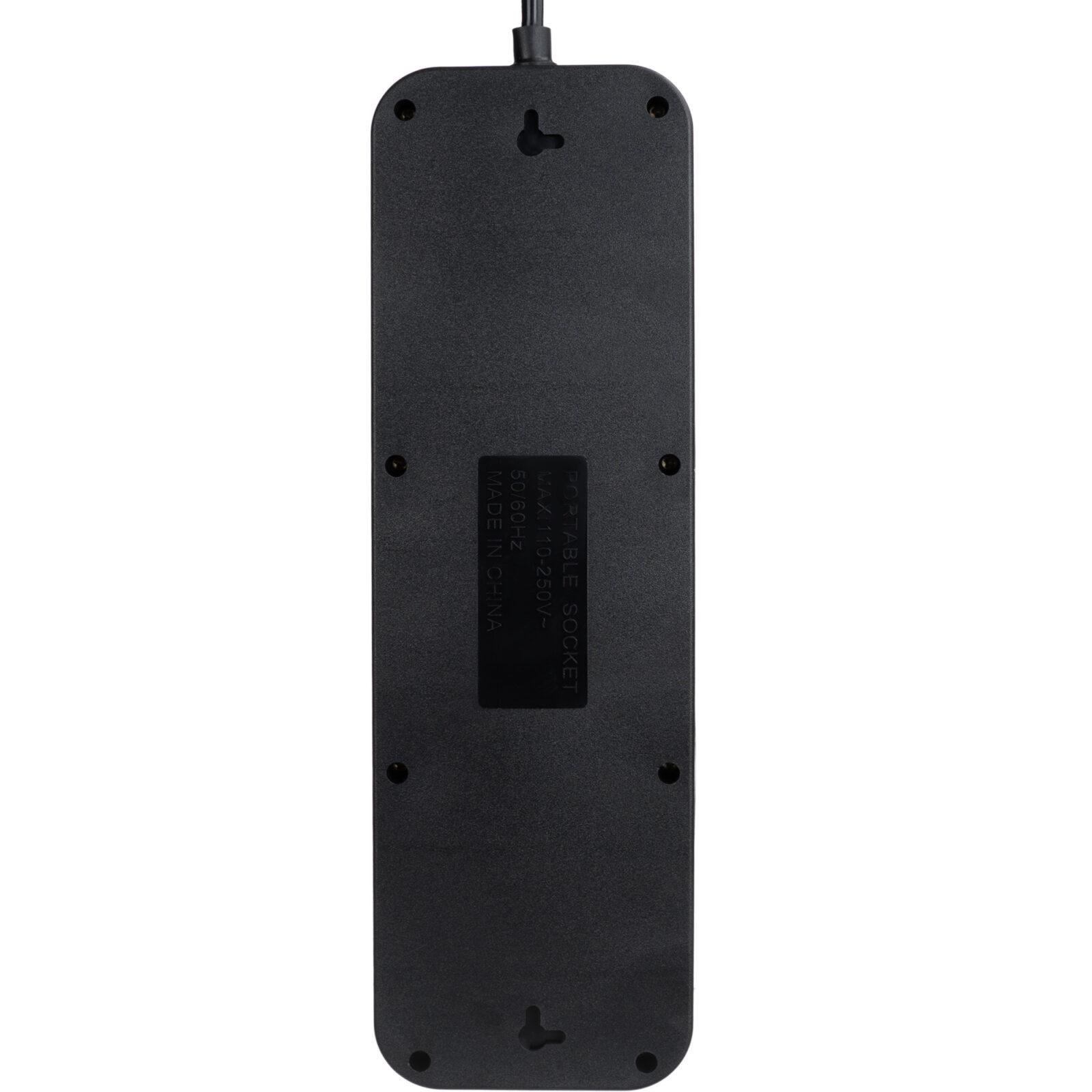 Мережевий фільтр XOKO SP-5-2-1, 2м, 5 розеток, 2 USB-A, 1 USB-C, вимикачі кожної розетки чорний - Зображення 11