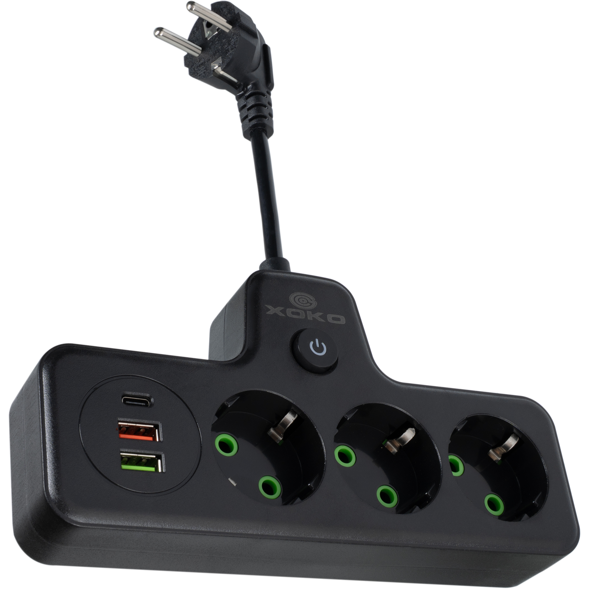 Мережевий фільтр XOKO SPW-3-2-1, 10 см, 3 розетки, 2 USB-A, 1 USB-C чорний - Зображення 9