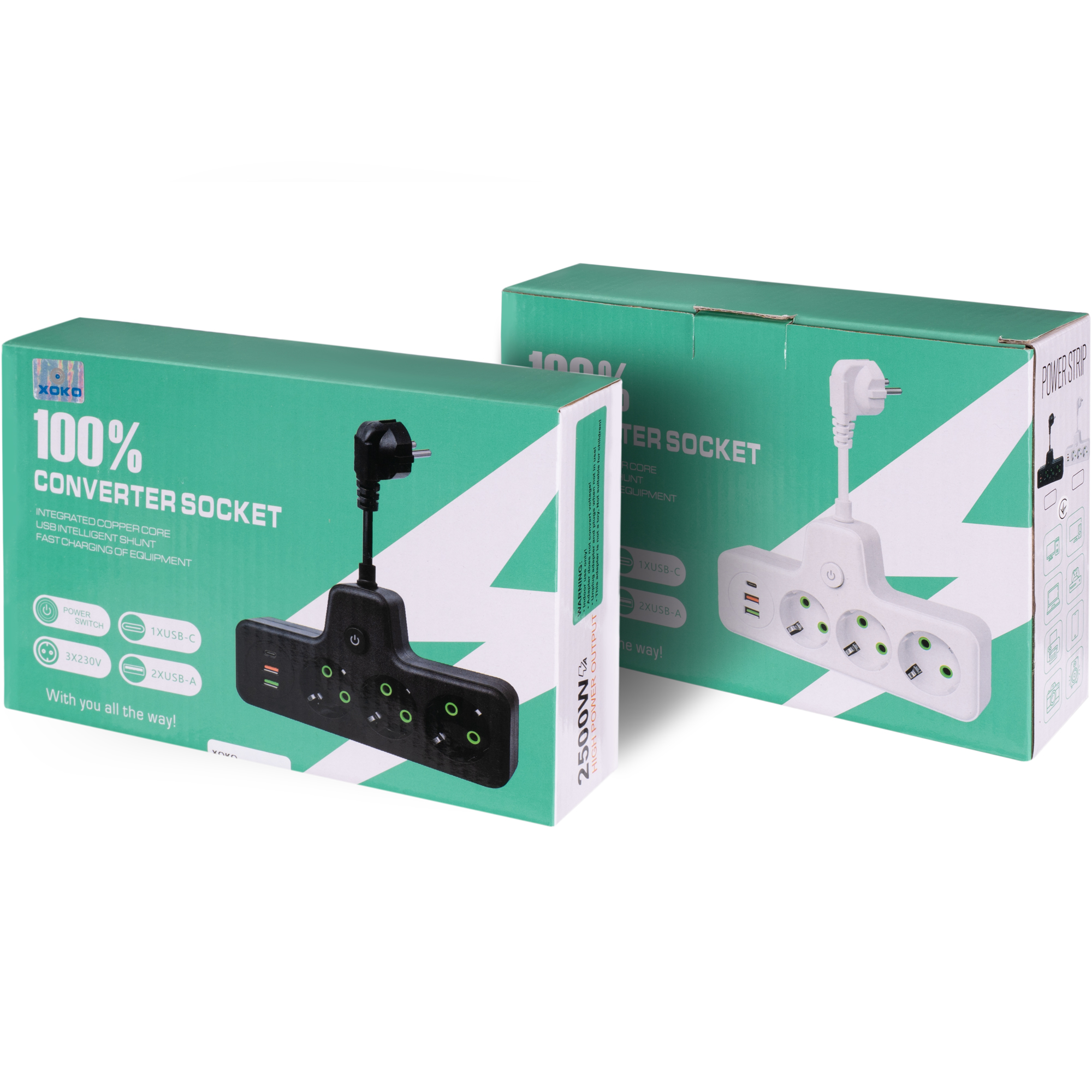 Мережевий фільтр XOKO SPW-3-2-1, 10 см, 3 розетки, 2 USB-A, 1 USB-C чорний - Зображення 11