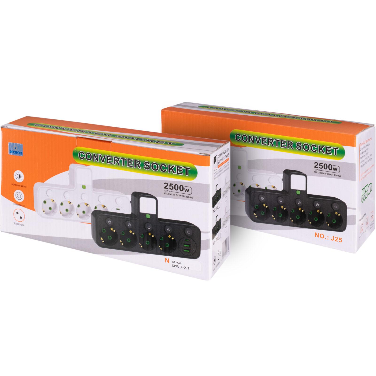 Мережевий фільтр XOKO SPW-4-2-1, 4 розетки, 2 USB-A, 1 USB-C, вимикачі кожної розетки білий - Зображення 13