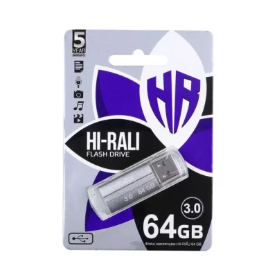 Флеш пам'ять USB Hi-Rali Corsair серiя срібло 64GB USB 3.0 Silver (HI-64GB3CORSL)