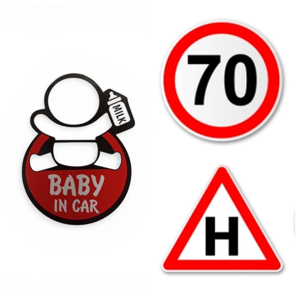 Набір наліпок на автомобіль XoKo “Дитина в авто” “Обмеження швидкості 70 км/год” “Навчальний ” 3 шт.